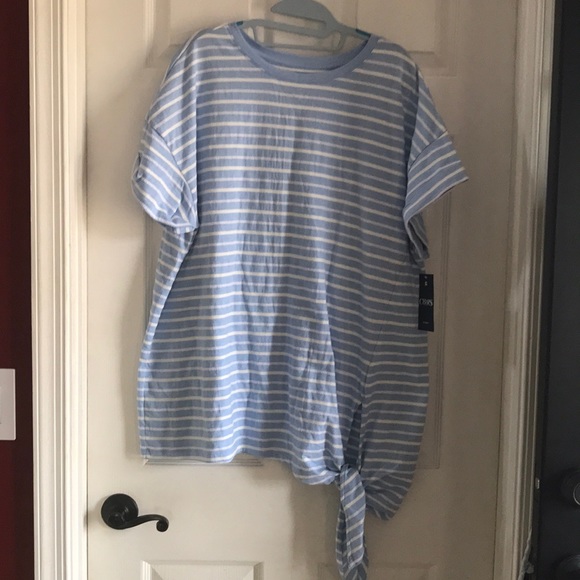 NWT Chaps short sleeve stripes side tie top - Picture 2 of 6